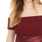 B Darlin Women's Short Sleeve Off Shoulder Short Fit Flare Cocktail Dress Wine Size 0