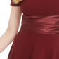 B Darlin Women's Short Sleeve Off Shoulder Short Fit Flare Cocktail Dress Wine Size 0