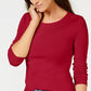 Charter Club Women's Pima Cotton Long-Sleeve Top  Red Size Extra Large