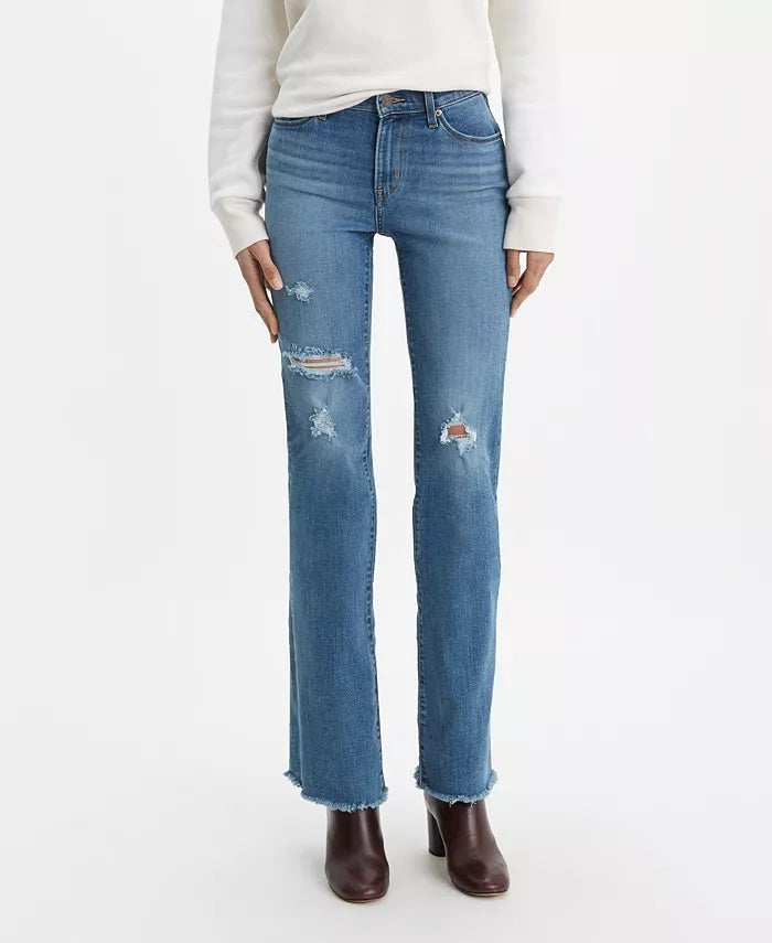 Levi's Women's Distressed Curvy Bootcut-Leg Jeans Blue Size 33X32