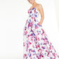 City Studios Juniors' Floral-Print Lace-Back Gown White Size 5