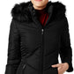 Maralyn & Me Juniors' Hooded Faux-Faux-Trim Puffer Coat Dark Blue Size Small