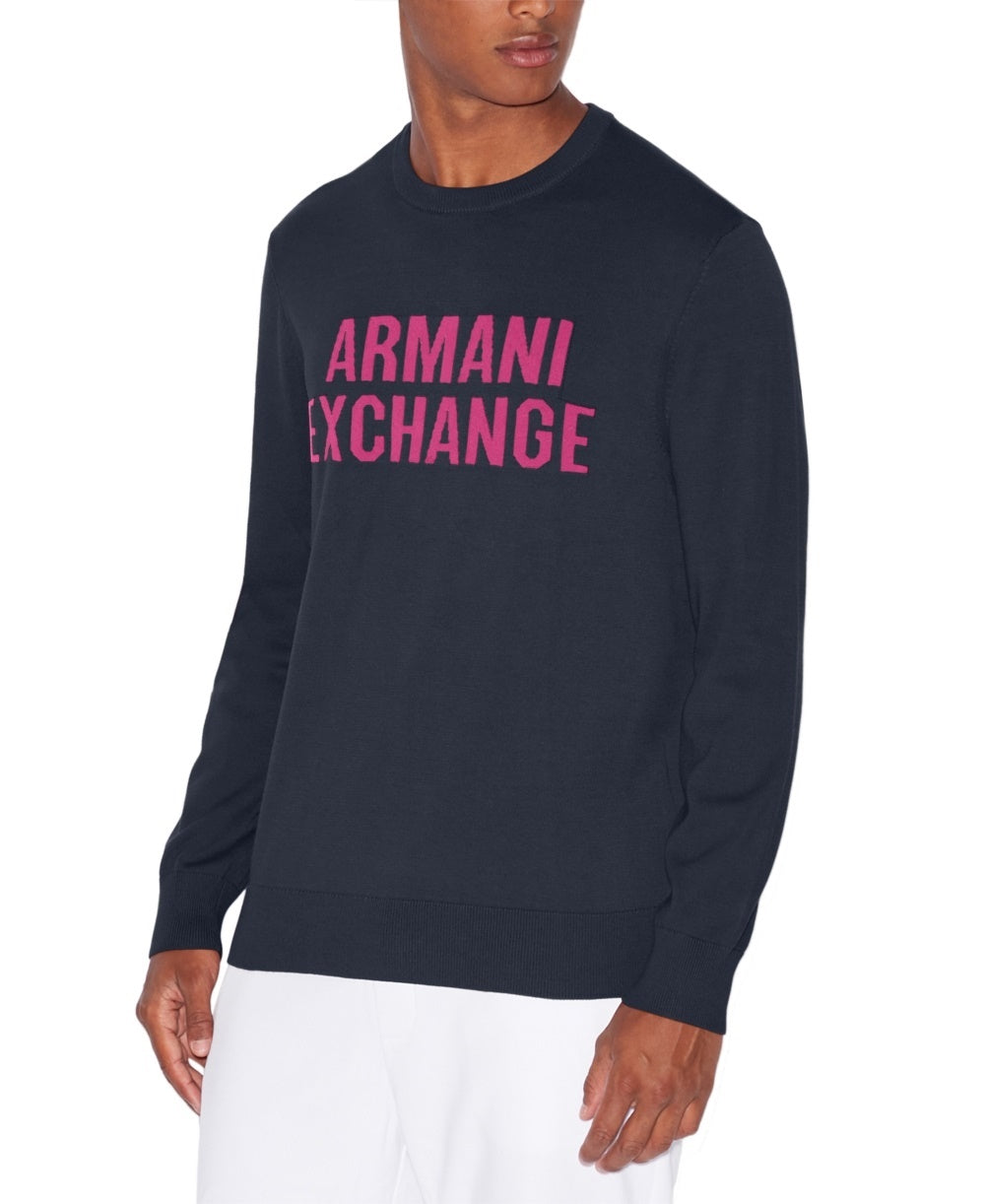 Armani Exchange Men's Logo Sweater Navy Size Medium