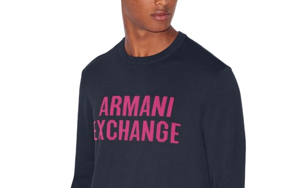 Armani Exchange Men's Logo Sweater Navy Size Medium