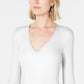 INC International Concepts Women's V-Neck Top White Size Petite Medium