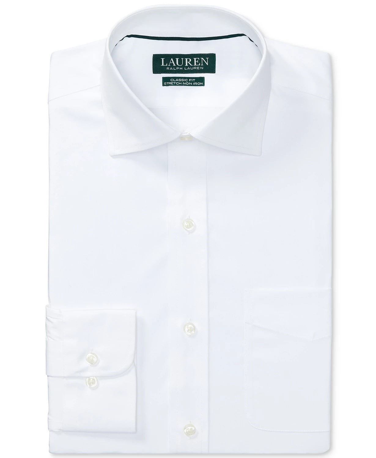 Lauren Ralph Lauren Men's Classic Regular Fit Non Iron Stretch Poplin Dress Shirt White Size 17.5X34X35