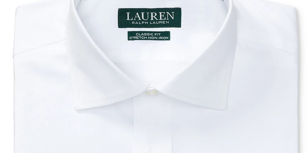 Lauren Ralph Lauren Men's Classic Regular Fit Non Iron Stretch Poplin Dress Shirt White Size 17.5X34X35