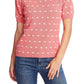 CeCe Women's Collared Pom Pom Sweater Red Size Large
