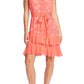 CeCe Women's Clip Floral Flutter Sleeve Dress Orange Size Small