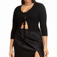 Danielle Bernstein Women's Tie Front Cardigan Black Size 2X
