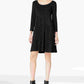 Style & Co Women's Long Sleeve Scoop Neck Above The Knee Shift Dress Black Size Petite Small