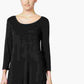 Style & Co Women's Long Sleeve Scoop Neck Above The Knee Shift Dress Black Size Petite Small
