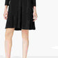 Style & Co Women's Long Sleeve Scoop Neck Above The Knee Shift Dress Black Size Petite Small