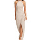 City Studios Juniors' Shimmer Halter Gown Silver Size 1