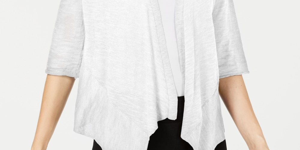 Alfani Women's Petite Open Front Cardigan White Size Petite Small