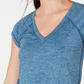 Ideology Women's Teal Short Sleeve V Neck Top Blue Size Medium