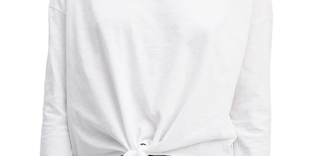 Levi's Women's Tie Front Long Sleeve Cotton T-Shirt White Size Extra Small