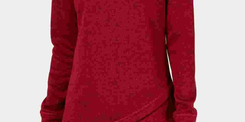 Ideology Women's Cowl Neck Fleece Pullover Sweater Red Size X-Small