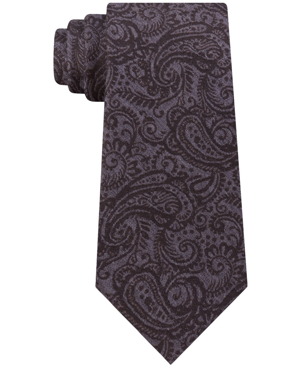 Michael Kors Men's Embossed Look Paisley Tie Brown Size Regular