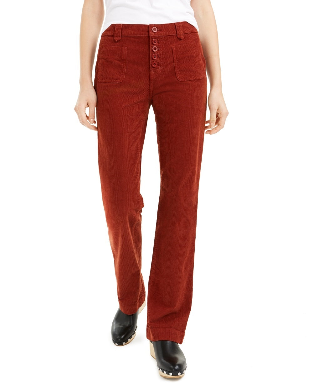 Lucky Brand Women's Ava Corduroy Mid Rise Boot Cut Jeans Brown Size 32