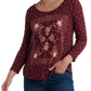Lucky Brand Women's Matchbox Long Sleeve T-Shirt Red Size X-Small