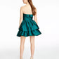 B Darlin Juniors' Strapless Double-Tiered Dress Green Size 15-16