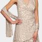 Alex Evenings Women's Printed Tiered Hem Dress & Shawl Brown Size 14