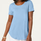 JM Collection Women's Scoop Neck Top Blue Size Small