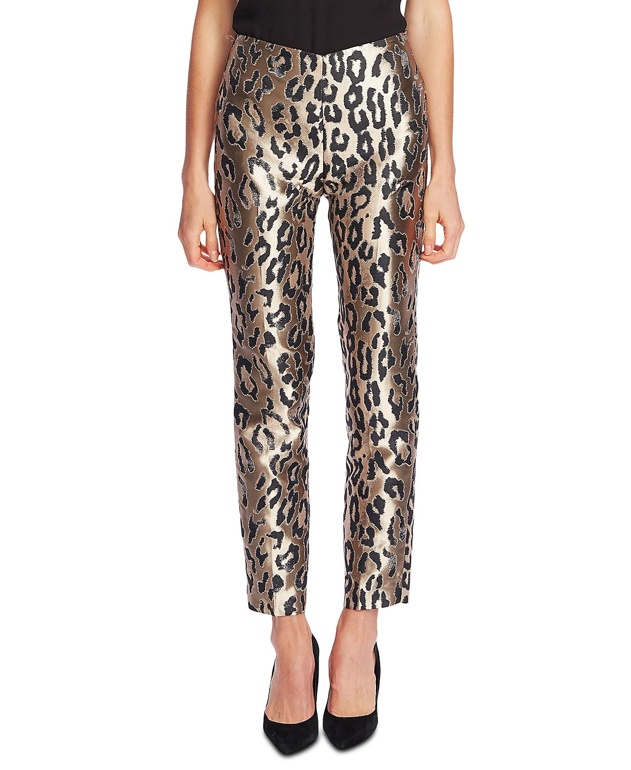 Vince Camuto Women's Leopard-Print Jacquard Pants Gray Size 10