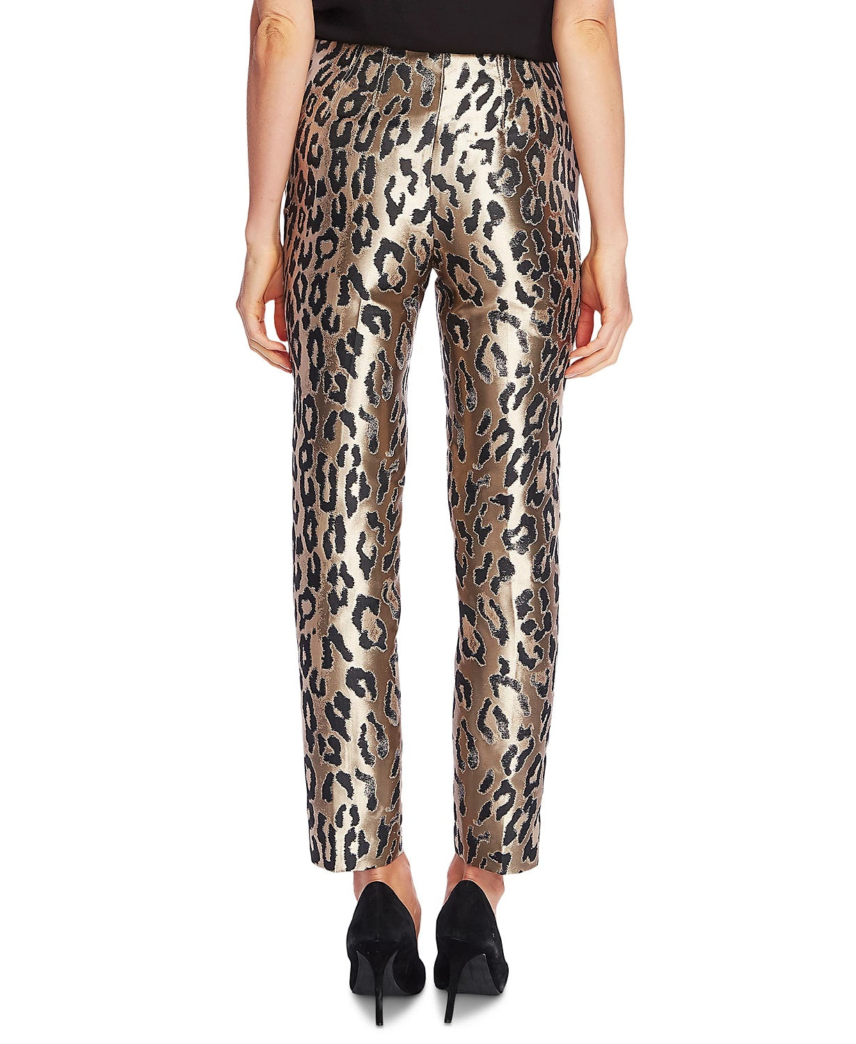 Vince Camuto Women's Leopard-Print Jacquard Pants Gray Size 10