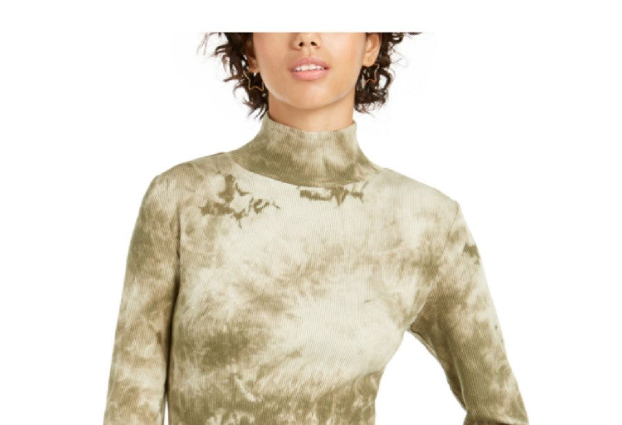 Planet Gold Junior's Tie Dye Mock Neck Top Green Size X-Large