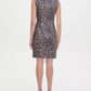 Tommy Hilfiger Women's Faux-Suede Leopard Scuba Sheath Dress Brown Size 10
