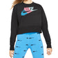Nike Women's Sportswear Print Logo Cropped Sweatshirt Black Size Large