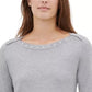 Calvin Klein Women's Heather Long Sleeve Jewel Neck Top Gray - Size Medium