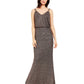 Calvin Klein Women's Metallic Blouson Gown Charcoal Size 8