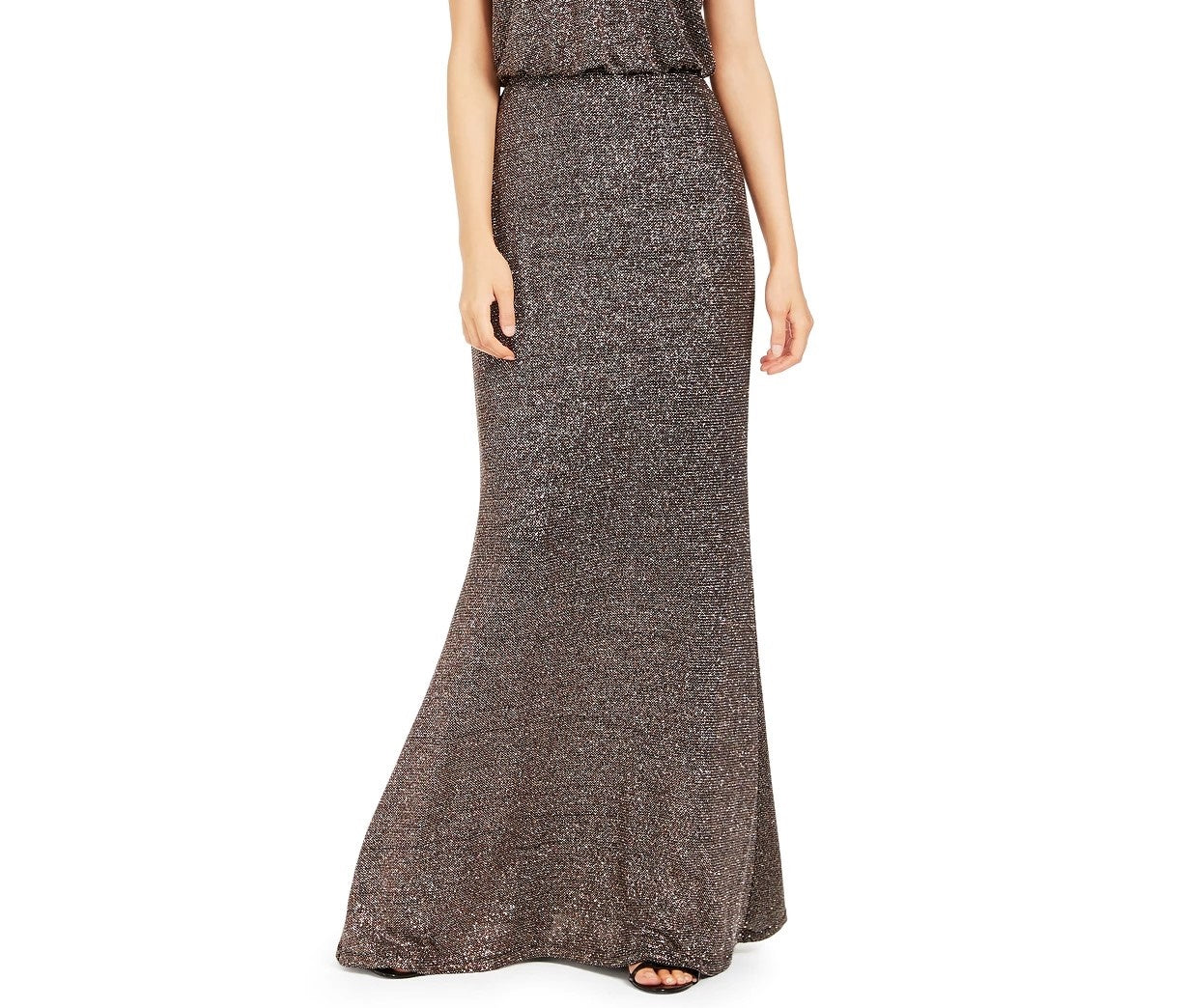 Calvin Klein Women's Metallic Blouson Gown Charcoal Size 8