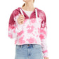 Calvin Klein Women's Tie-Dye Cropped Hooded Sweatshirt Pink Size Small