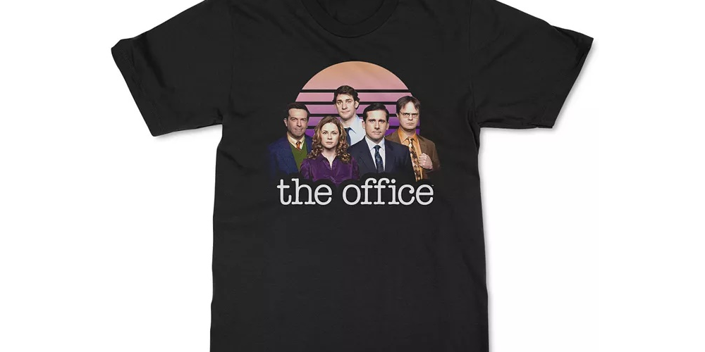 New World The Office Retro Sun Cast Men's Graphic T-Shirt Black Size Medium