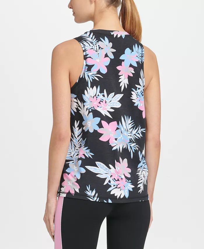 DKNY Women's Sport Printed Logo Tank Top  Black Size Medium