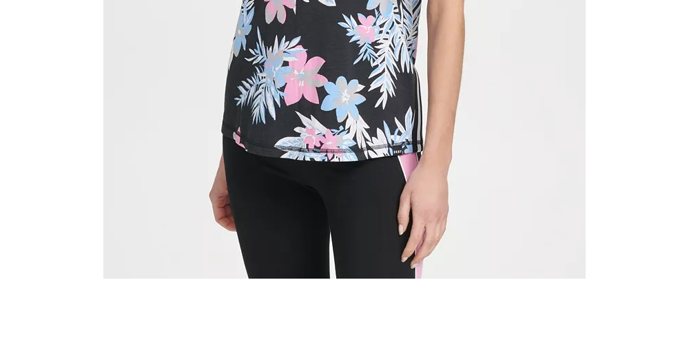 DKNY Women's Sport Printed Logo Tank Top  Black Size Medium