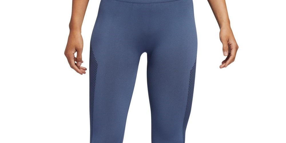 Adidas Women's Primeknit Believe This Seamless Colorblocked Leggings Blue Size X-Large