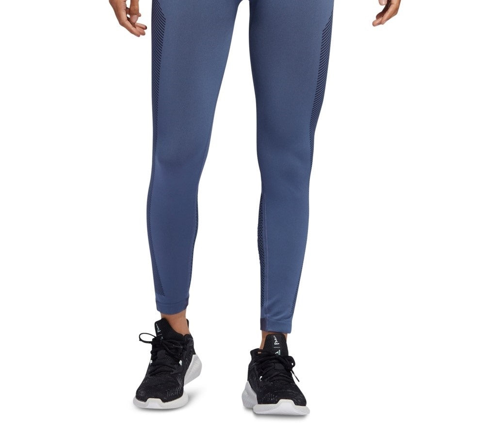 Adidas Women's Primeknit Believe This Seamless Colorblocked Leggings Blue Size X-Large