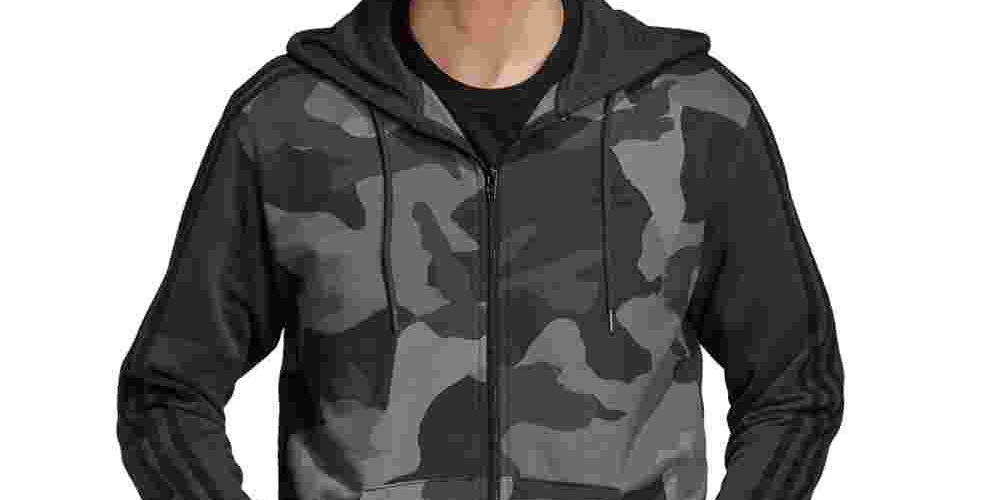 Adidas Men's Originals Camo Zip Hoodie Gray Size Small