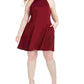 Speechless Women's Cut Out Bowtie Sleeveless Halter Above The Knee Fit Flare Dress Red Size 22