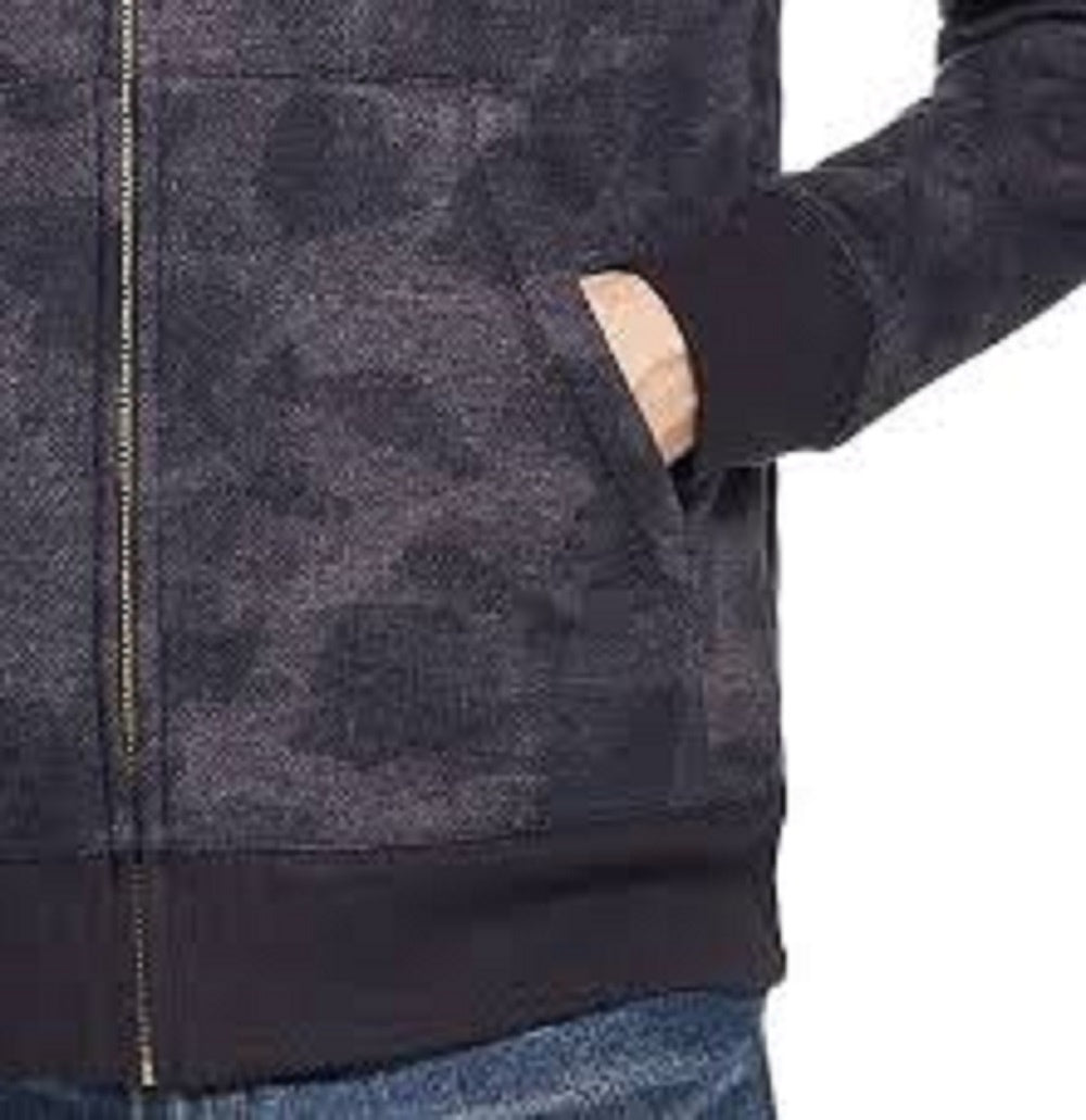 Weatherproof Vintage Men's Textured Camo Fleece Lined Hoodie Gray Size Small Medium