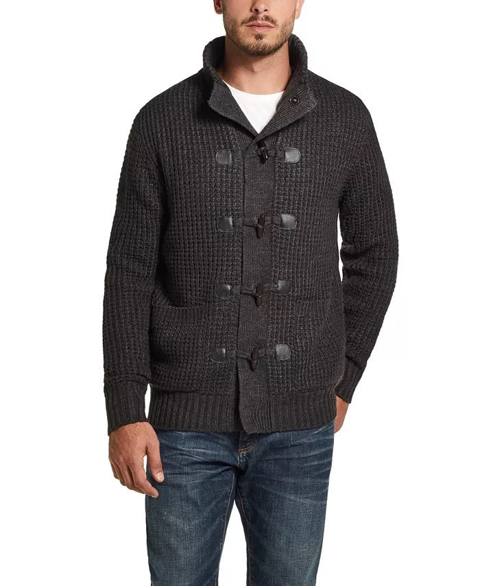 Weatherproof Vintage Men's Sweater Small Waffle Knit Pullover Grey Size Small