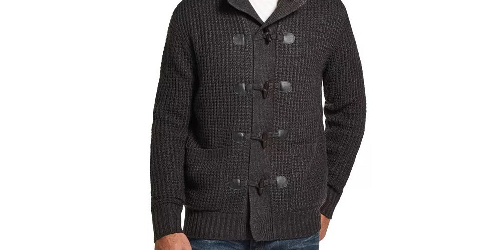 Weatherproof Vintage Men's Sweater Small Waffle Knit Pullover Grey Size Small