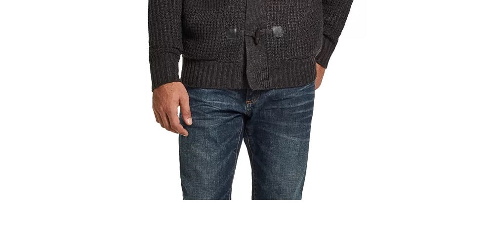 Weatherproof Vintage Men's Sweater Small Waffle Knit Pullover Grey Size Small