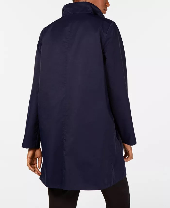 Eileen Fisher Women's Organic Stand-Collar Reversible Coat Blue size X-Large