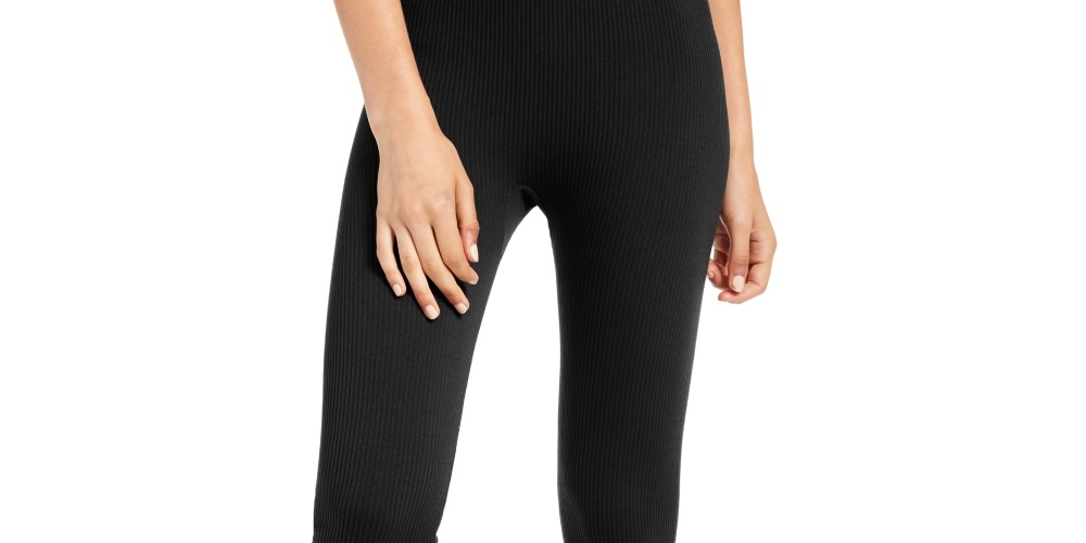 Hippie Rose Women's Ribbed Solid Straight Leg Pants Black Size Medium